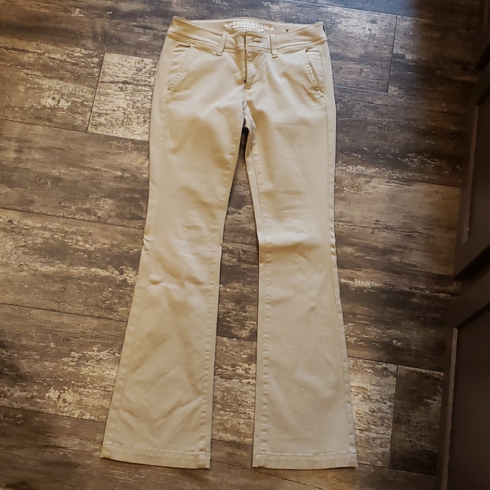American eagle khaki kick boot pants